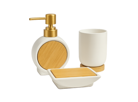 SET ACCESORIOS DE BAÑO 3 PCS DISEÑO MADERA GA825-3AN1978