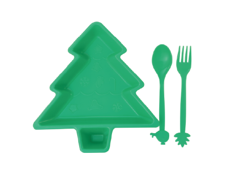 Imagen miniatura de PLATO ARBOL NAVIDAD Y CUBIERTOS 2 PZS 2873