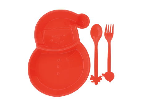 Imagen miniatura de PLATO GORRO NAVIDAD Y CUBIERTOS 2 PZS 2875