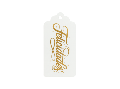 ETIQUETA FELICIDADES 10P (5X10CM) BLANCO/DORADO