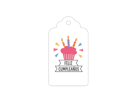 ETIQUETA FELIZ CUMPLEAÃOS CUPCAKE 10P (5X10CM) BLANCO