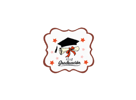 ETIQUETA FELIZ GRADUACION CUADRADO 10P (6X6.5CM) BLANCO/ROJO