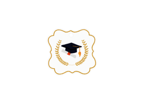 ETIQUETA GRADUACION CUADRADO 10P (6X6.5CM) BLANCO