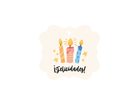 ETIQUETA FELICIDADES CUADRADO 10P (6X6.5CM) BLANCO