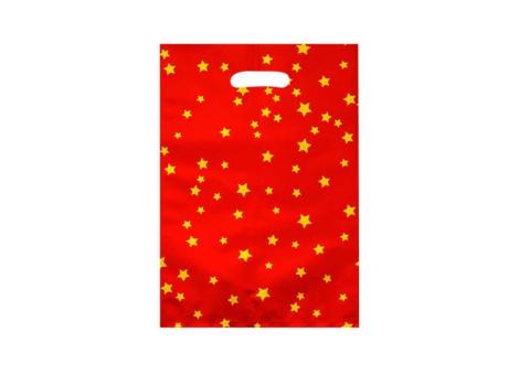 BOLSA METALIZADO ESTRELLA 10P (17X25) DORADO/ROJO