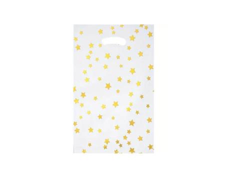 BOLSA METALIZADO ESTRELLA 10P (17X25) DORADO/BLANCO