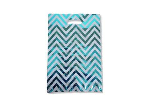 BOLSA METALIZADO ZIGZAG 10P (17X25) BLANCO/CELESTE