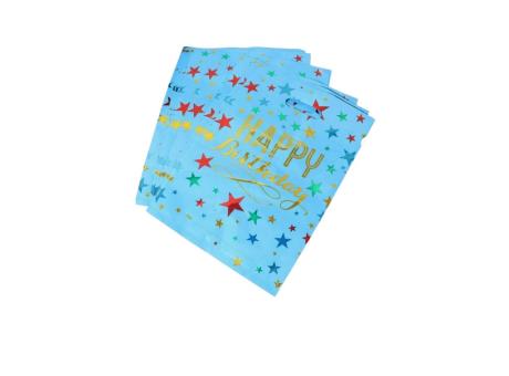 BOLSA METALIZADO \\"HAPPY BIRTHDAY\\" 10P (17X25) CELESTE