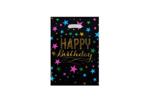 BOLSA METALIZADO \\"HAPPY BIRTHDAY\\" 10P (17X25) NEGRO