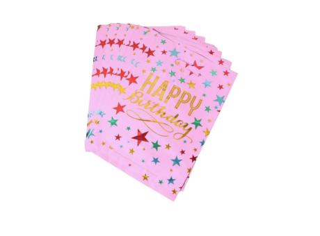 BOLSA METALIZADO \\"HAPPY BIRTHDAY\\" 10P (17X25) ROSADO