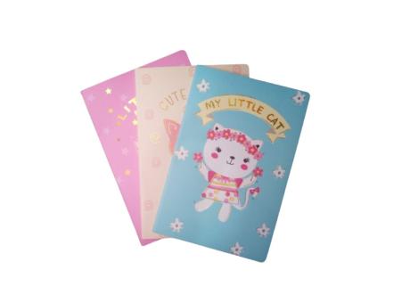 CUADERNO GATITO 3P (14.2X21CM/32 HOJAS)