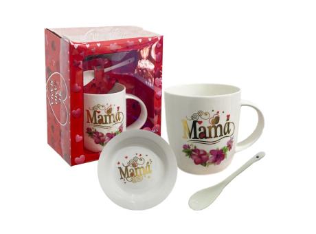 TAZA, PLATO Y CUCHARA MADRE DIFERENTES DISENOS Y COLORES