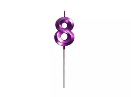 VELA CUMPLEANOS DIAMANTE METALIZADA ROSA 8