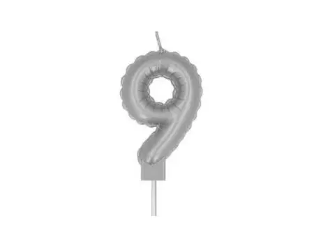 Imagen miniatura de VELA CUMPLEANOS GLOBO METALIZADA PLATA 9