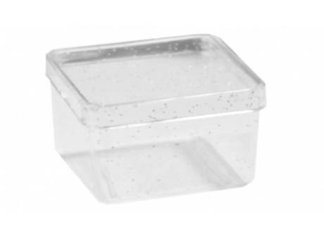 CAJA ACRILICA TRANS 7X7 CRISTAL CON GLITER C10