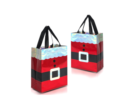 BOLSA LAMINADA TNT PAPA NOEL (22X11X23CM) ROJO/PLATEADO