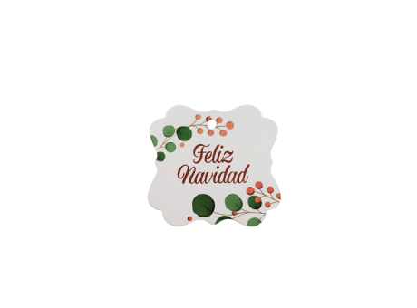ETIQUETA FELIZ NAVIDAD CUADRADO 10P (6X6.5CM) BLANCO/ROJO