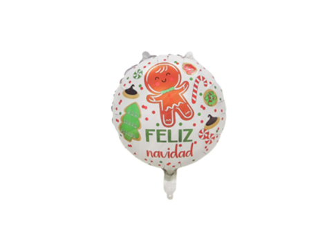 GLOBO FELIZ NAVIDAD (45CM) REDONDO/BLANCO