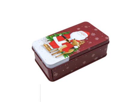 LATA RECTANGULAR NAVIDEÑO (12X7CM) ROJO