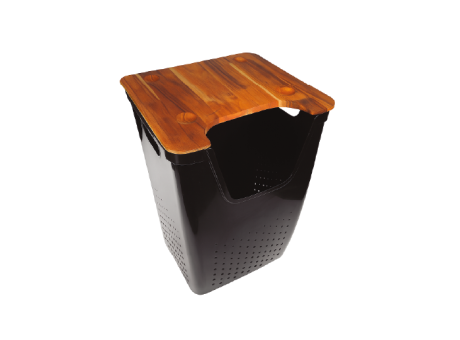 CESTO NEGRO CON TAPA DE MADERA 552.002.M03 NITRON