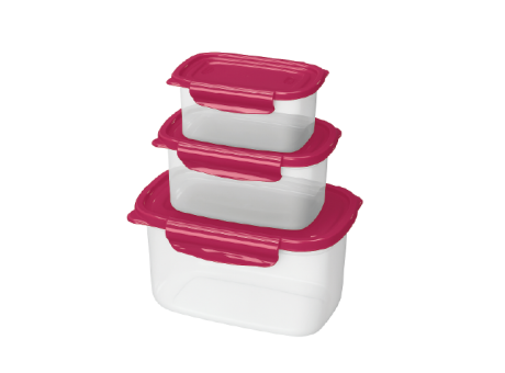 KIT DE RECIPIENTES ALTAS CON CERRADURAS Y 3 PIEZAS - ROSA 190.012.087 NITRON