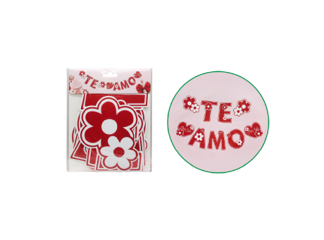 BANDERIN TE AMO 9P (3M) ROJO