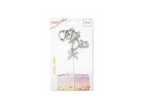 ADORNO PARA TORTA FELIZ DIA (9.5X19CM) PLATEADO