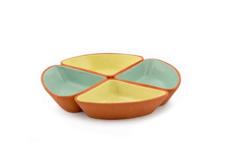 BOWL TRIANGULAR, 15*10*3,5 CM, (INNER COLOR GLAZED), 4PCS SET, BOX 20063 SD