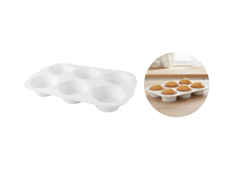 MOLDE MUFFIN X6 SILICONA 27.5X18.5X3.5CM BLANCO 488079 SD