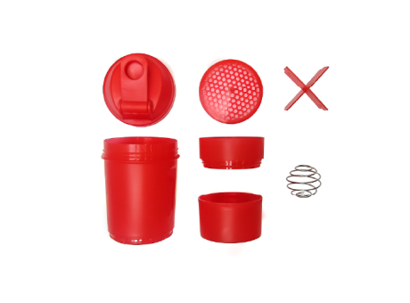 Imagen de HOPPY CON MEZCLADOR Y COMPARTIMIENTO PARA PROTEINA (400ML) ROJO