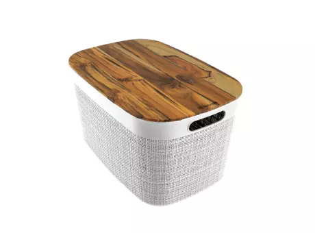 CESTA EUROPA YUTE CON TAPA DE MADERA BLANCA 10,8L R. 269.004.M02 NITRON