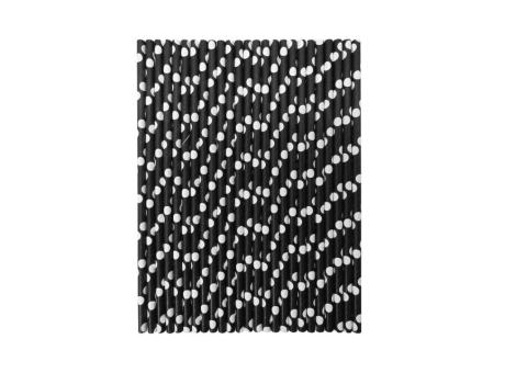 PAJITA DE PAPEL 25P (19.5CM) MOTA BLANCO/NEGRO