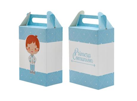 CAJA PAPEL RECTANGULO PRIMERA COMUNION 10P (17X9X5) CELESTE