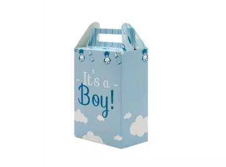 Imagen miniatura de CAJA PAPEL RECTANGULO \"IT'S A BOY!\" 10P (17X9X5) CELESTE