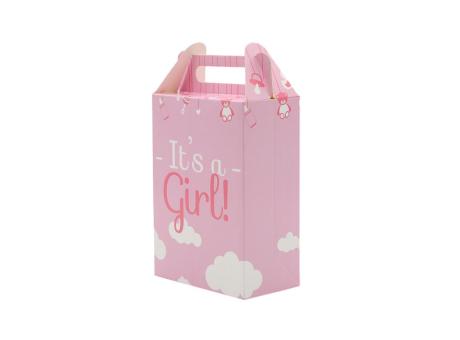 CAJA PAPEL RECTANGULO \"IT'S A GIRL\" 10P (17X9X5) ROSADO