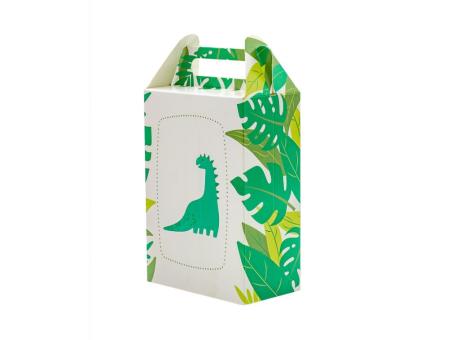 CAJA PAPEL RECTANGULO DINOSAURIO 10P (17X9X5) BLANCO/VERDE