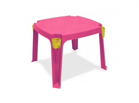 Imagen de MESA INFANTIL ROSA C/ SOPORTE P/ VASO Y LAPIZ R. 1402 PLASNEW