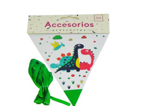 Imagen de BANDERIN PAPEL 12P (15X16) DISEÑO DINOSAURIO