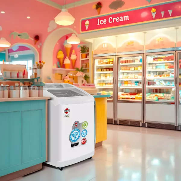 Imagen miniatura de CONGELADOR P/HELADOS TOKYO TCONH220R 132 NET VID.CURVO DESLIZ.