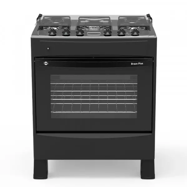 Imagen miniatura de COCINA A GAS TOKYO BRAVO PLUS 5H C/ENC. NEGRA MESA INOX COMANDO SUPERIOR