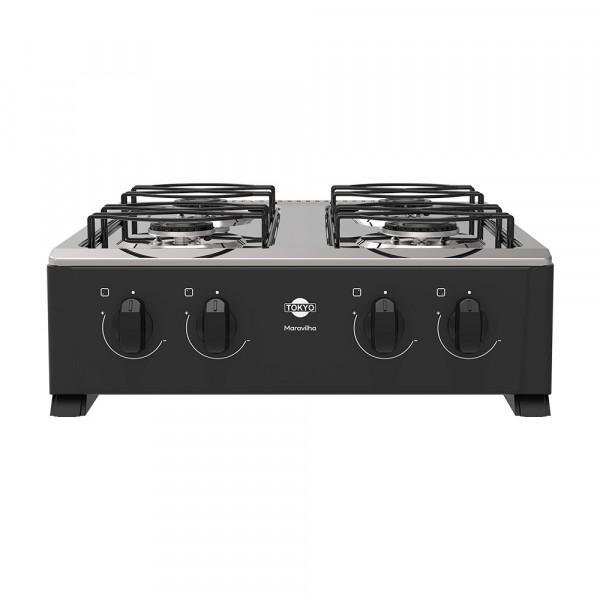 COCINA A GAS TOKYO MARAVILHA 4H NEGRO MESADA INOX