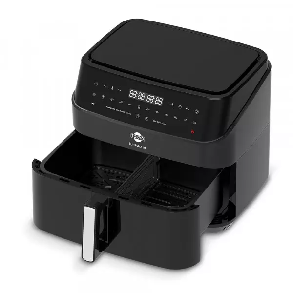 Imagen miniatura de AIR FRYER TOKYO SUPREMA 10LTS DOBLE CANASTA C/DIVISOR EXTRAIBLE 200°C 2400W