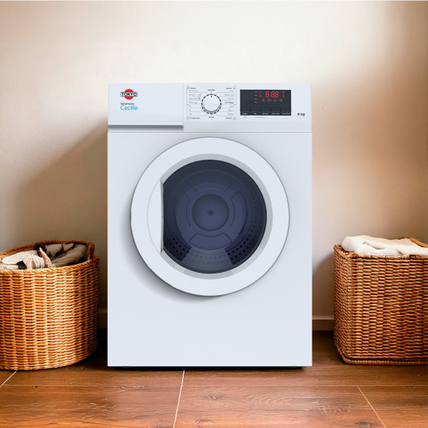 Imagen de SECARROPAS TOKYO CECILIA TOK9CECI 9KGS BLANCO C/DISPLAY LED.16 PROG. TAMBOR INOX