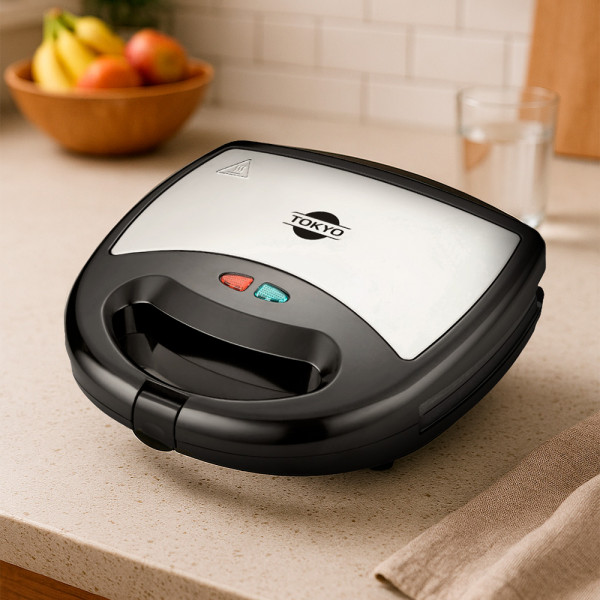 Imagen miniatura de SANDWICHERA TOKYO 3 EN 1 GRILL WAFLE DONAS NEGRO INOX
