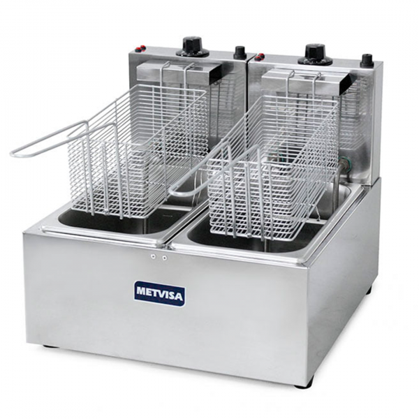 FREIDORA ELECTRICA METVISA 6 LITROS DOBLE (3L+3L)