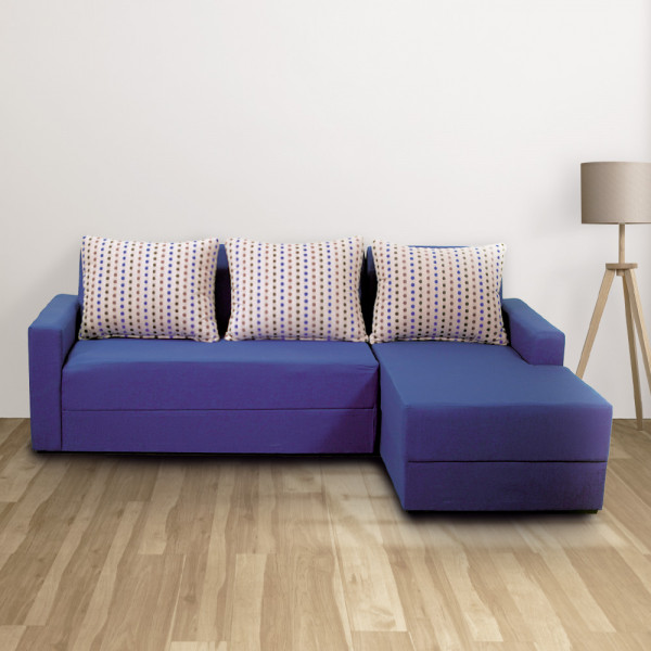 SOFA DELEITE NOGAL ESQUINERO COLOR AZUL 3 CUERPOS