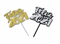 Imagen miniatura de TOPPER FELIZ 2021 DORADO Y PLATEADO