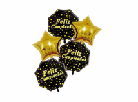 Imagen miniatura de SET GLOBO FELIZ CUMPLE NEGRO YF5135 5P