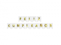 Imagen miniatura de BANDERIN FELIZ CUMPLEAÑOS BLANCO 12X17CM