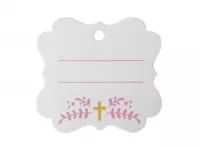 Imagen miniatura de ETIQUETA CUADRADO CRUZ 10P (6X6.5CM) ROSADO/BLANCO